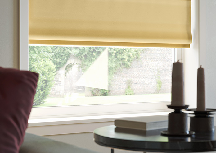 Akoya Faux Silk, Lustre Old Gold - Motorised Roman Blind - Image 5